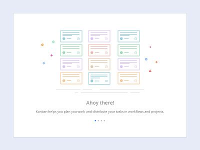Kanban Intro colorful kanban shapes task taskque tour ui ux welcome