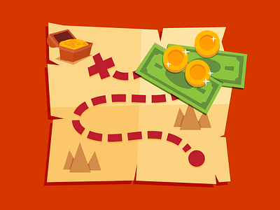 Treasure Map chest coins map money treasure wealth