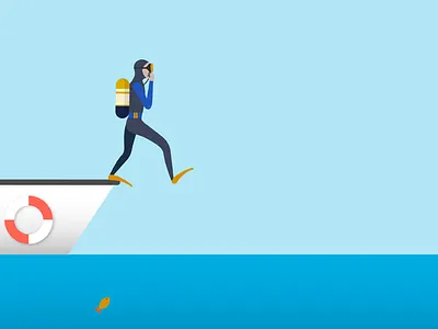 Diver Giant Stride Illustration blue diver giant stride illustrator sea vector water