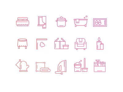 Household icons fireart fireart studio furniture household icons outline