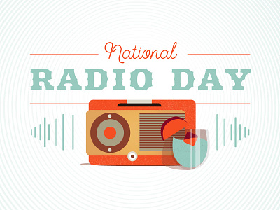 Radio Day cocktail drinks icon illustration radio western font