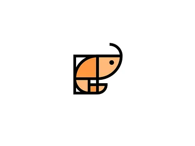 Golden Ratio Shrimp cute animal fish flat line golden ratio grid layout icon logo minimal simple restaurant seafood shrimp smart clever subtle