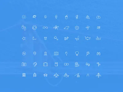 Summer Vacation 48 Line Icons 1000 icons design icon icon set icons illustration line material minimal travel vacation