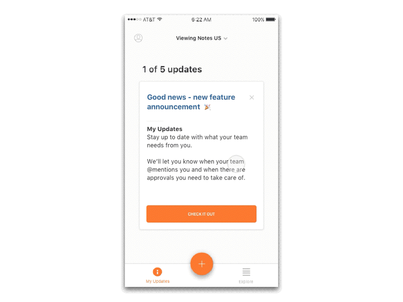 Percolate Mobile - My Updates animation cards design enterprise mobile percolate principle ui ux visual