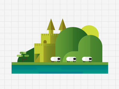 Ireland castle grid icon ireland landscape sheep tree