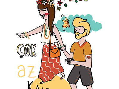 Cafe Illustration couple cute doodle drawing girl handsome hippie hipster illustration love pretty typography