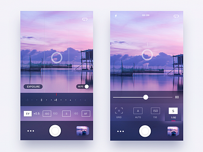 Photo Camera iOS app app blur camera dots glow image ios photo pink settings sky switcher