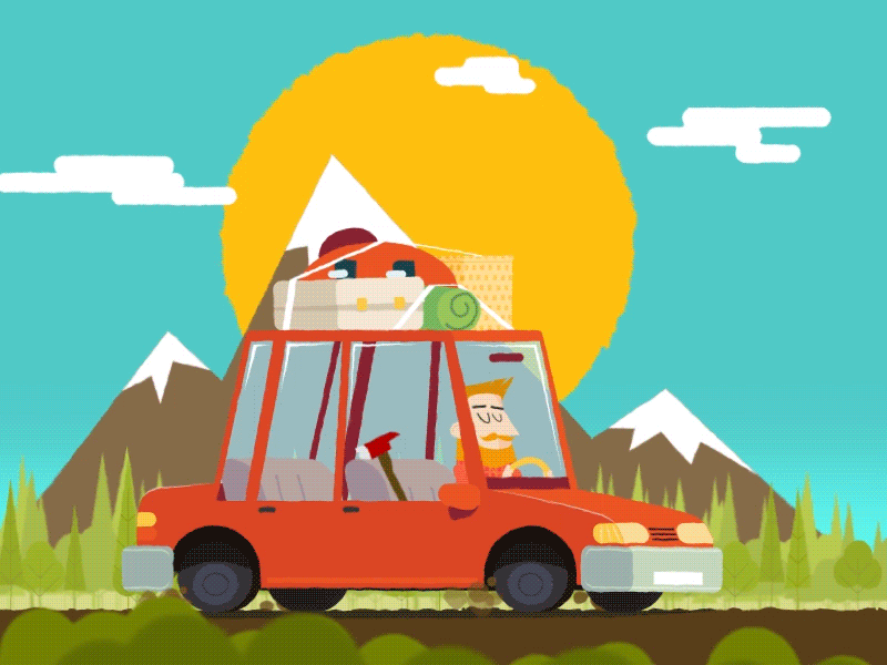 Road trip animation gif loop motion