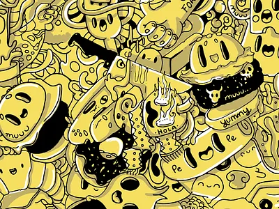 Foodtruck Doodles burger design doodles fast food hotdog motive restaurant truck