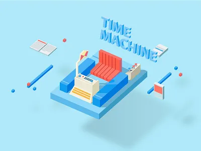 Time Machine 3d ai book lamp machine red sofa time