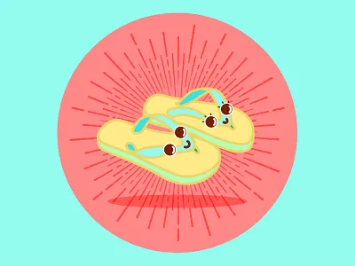 Engaged flip flops beach character colorful flip flops fluo fresh happy holidays illustration illustrator summer vector