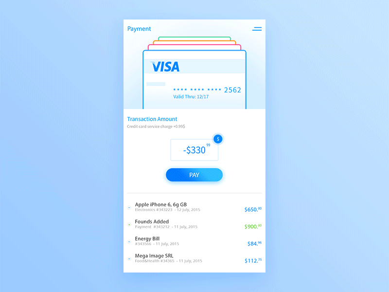 Credit Card Checkout app card credit dailyui pay ui