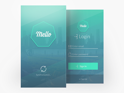 Sync And Login app cards colors interface login mello screens sign in sync ui ux