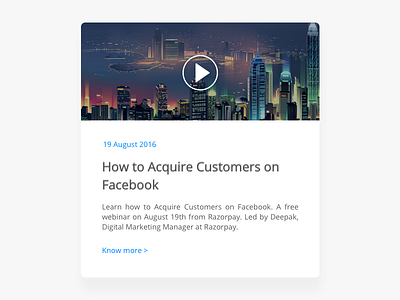 Webinar - Card app article blog card minimal news paragraph simple thumbnail ui video webinar