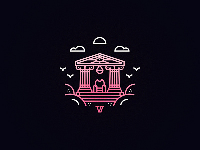 Light Bringer building gradient greek line temple