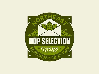 Hops Selection badge beer dog flying hops illustration vector