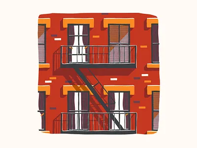 Fire Escape balcony brick city fire escape illustration procreate windows