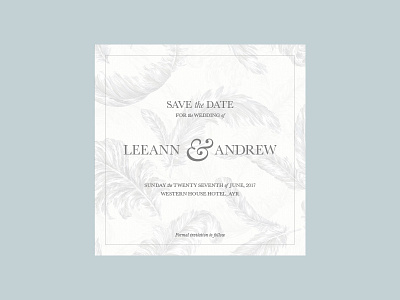 Save the Date birds design feather illustration invite pattern print stationery typography wedding