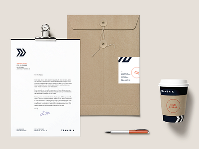 Transfix branding arrow branding cup freight identity letterhead mockup roadside stationery transfix trucking