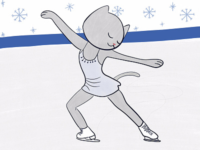 Ice Skating 100catsdoingthings cat cat drawing cat illustration ice skating kitty kitty illustration