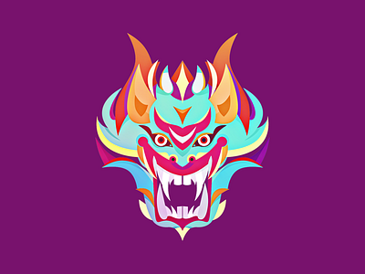 Demon angry animal bright color demon fire horns jujutsu purple rage spirit teeth