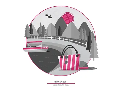 Thanks for the Invite beach boat dribble illustration lake play recreation relax summer days vector