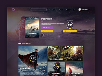 Rattle - View Movie cinema design featured film metro movies rate ui view web web design