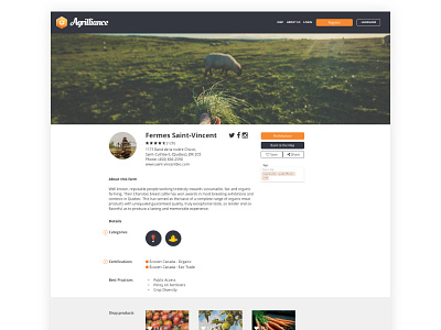 Farm info page design farm love startup ux web