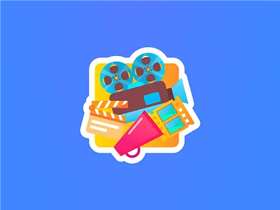 Movies! art blue design festival illustration megaphone movies