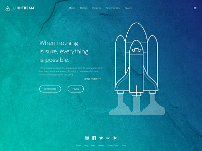 Launch Webpage UI illustration menu moon rocket space shuttle ui kit website