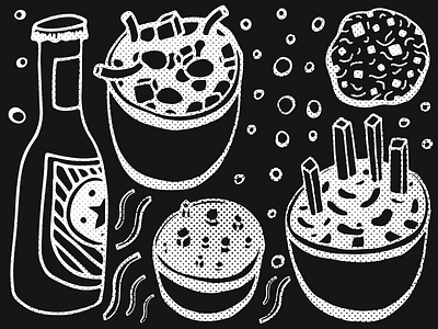 Creepy Dinner creepy dinner halftones hand drawn illustration line drawing spooky
