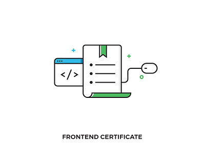 Frontend Development Certificate Illustration black certificate design flat frontend green html icon illustration mouse outline stroke