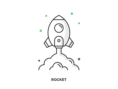 Rocket Illustration black green icon illustration outline rocket stroke