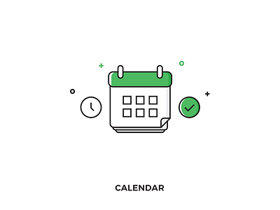 Calendar Illustration black calendar green icon illustration outline stroke