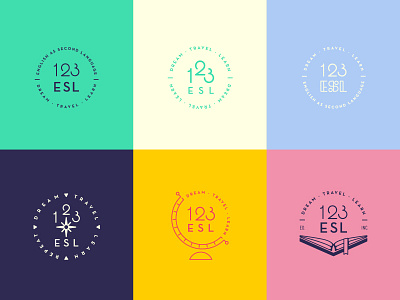 English Second Language branding compass dream english second language esl identity learn logo startup travel