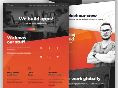 Software House black flat house illustrated landing orange software ui ux white