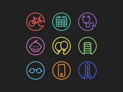 Icon therapy baby birthday bold calendar colours glasses icons random set