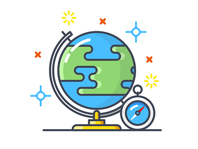 Location compass design earth icon illustration location point vector