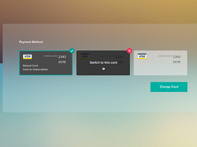 Switching credit cards credit card micro interaction select switch