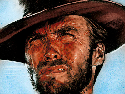 Portrait of Clint Eastwood actor alternative movie poster clind eastwood film illustration movie portrait poster western