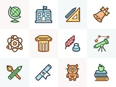 Capitalist Icon Set: Education diploma education flat flat icons globe icon set icons school stroke icons vector icons