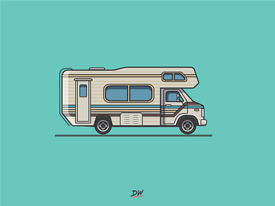 The Chevy Lindy 80s camper camping illustration retro rv teal vector vehicle