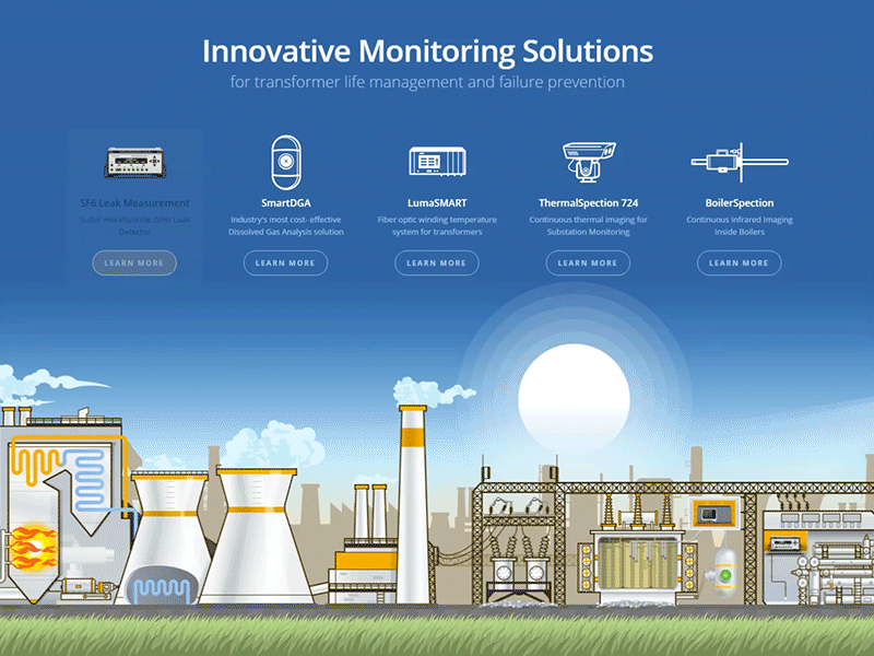 Landing page with parallax cards industrial landing parallax