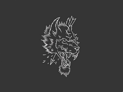 wolf and arrow art black illustration line white wolf