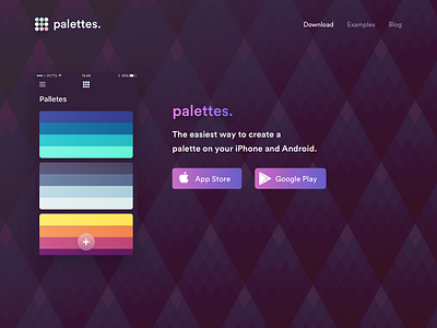 Palettes Landing app dark gradient ios ipad iphone landing web