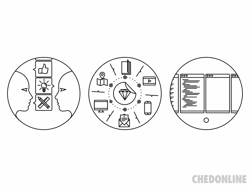 Skill Icons: design, content, technology animated content design gif icons illustration line art platforms technology ux