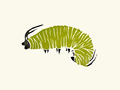 Preparing to Pupate 2 caterpillar illustration life cycle lino print metamorphosis monarch butterfly nature