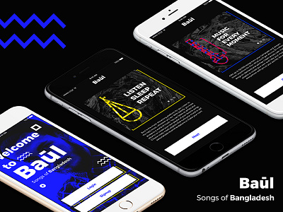 Baūl - Welcome screens android app ios login memphis music onboarding pattern spotify stream ui ux