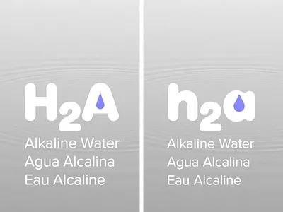 h2a Alkaline Water 5757ff alkaline alkaline water big softie brand branding h2a identity ph product design proxima nova soft water