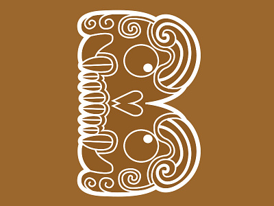 Aztec Letter B aztec b cool gods illustration letter lettering mayan mythology skull